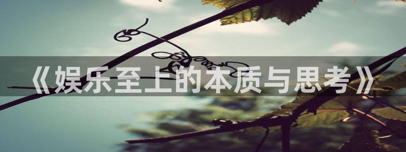 壹号大舞台娱乐app下载安装：《娱乐至上的本质与思考》